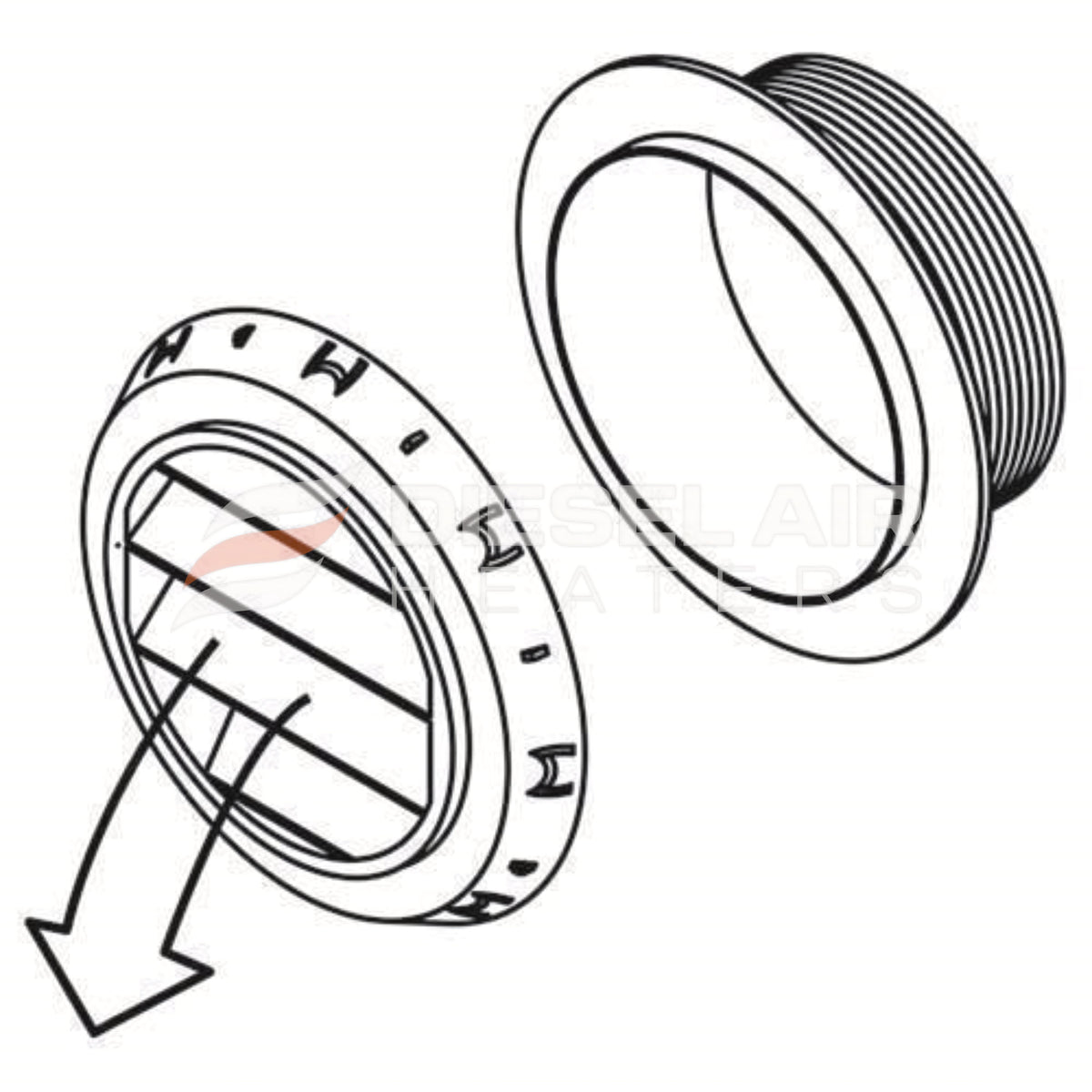 Webasto 1320709A 9012285A 90mm air outlet installation diagram