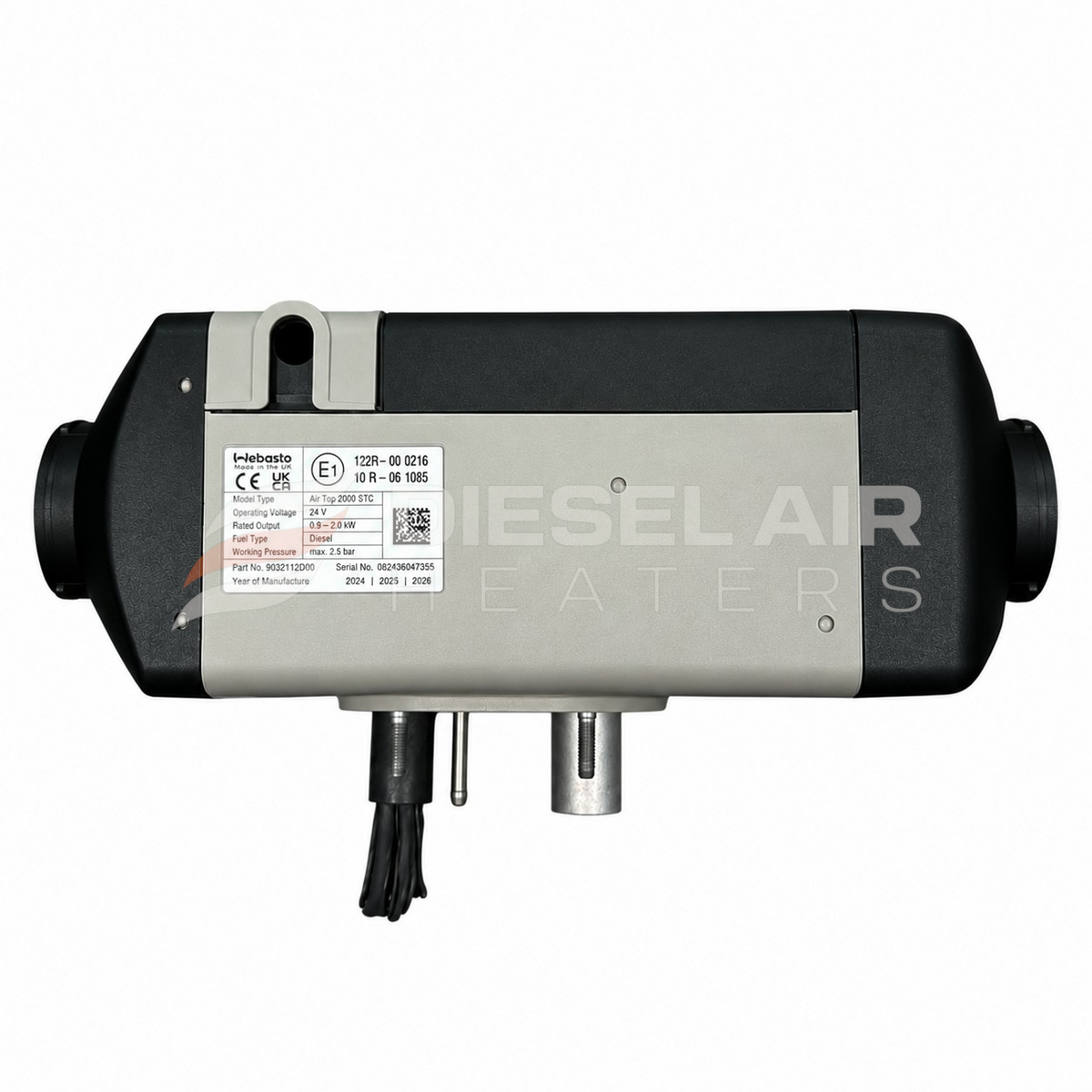 Webasto Air Top 2000 STC 12V diesel heater side view with product label
